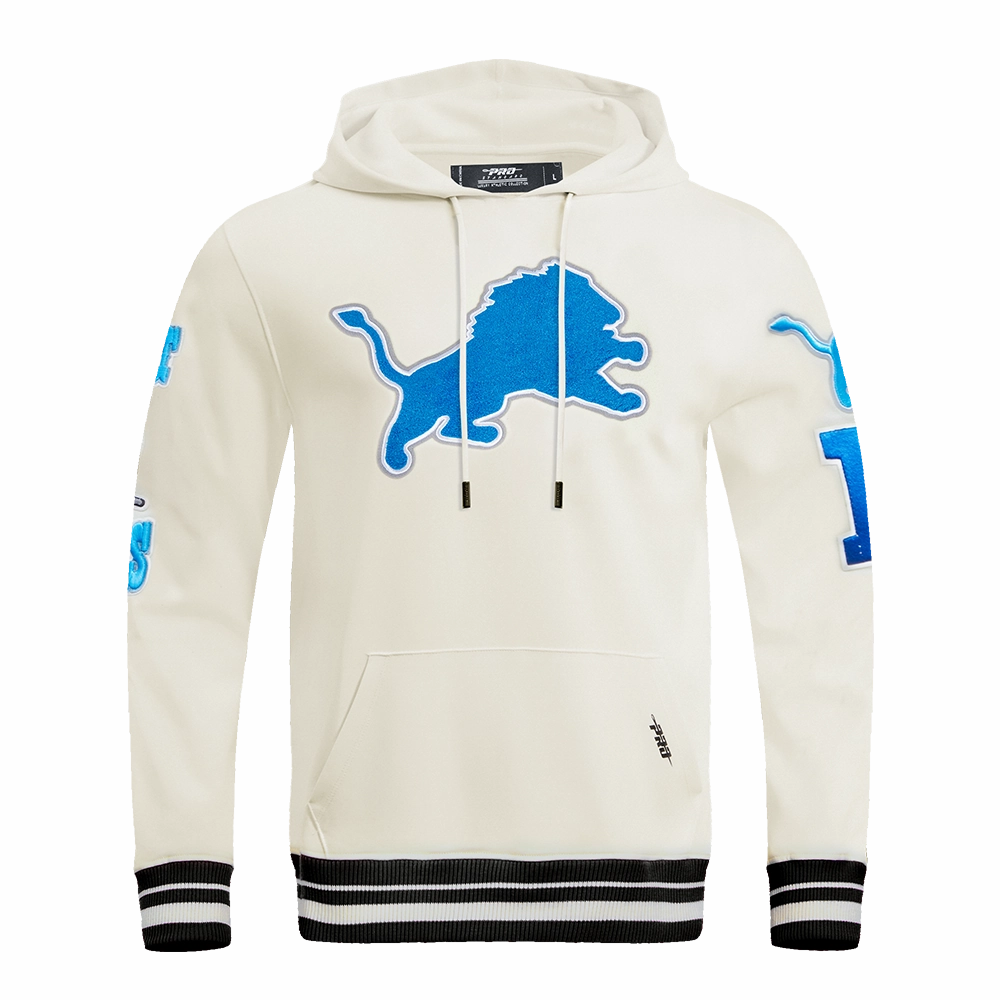NFL DETROIT LIONS RETRO CLASSIC MEN'S PULLOVER HOODIE (EGGSHELL/ BLACK)