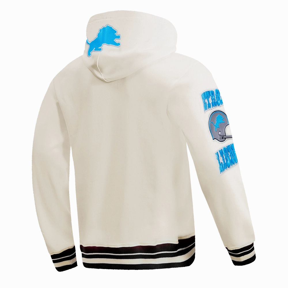 NFL DETROIT LIONS RETRO CLASSIC MEN'S PULLOVER HOODIE (EGGSHELL/ BLACK)
