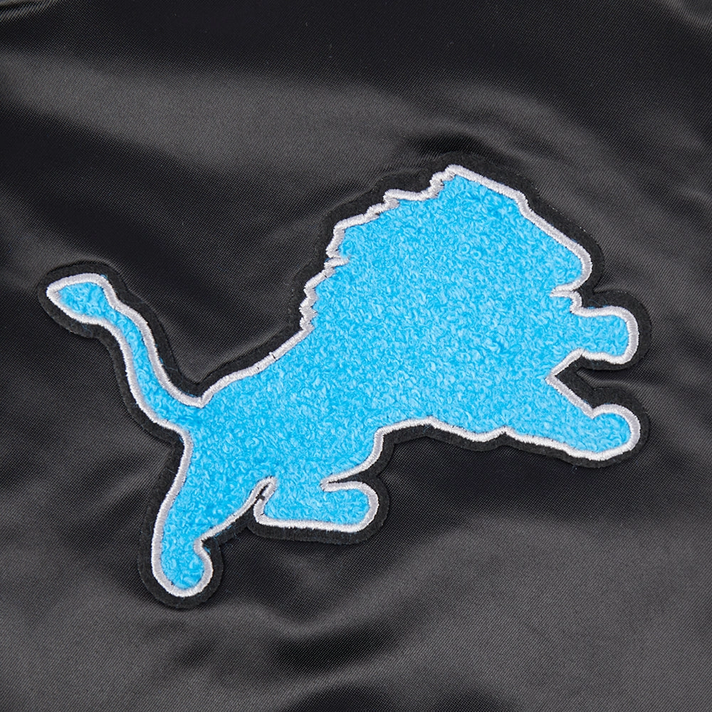 NFL DETROIT LIONS RETRO CLASSIC WOMEN'S RIB SATIN JACKET (EGGSHELL/ BLACK)