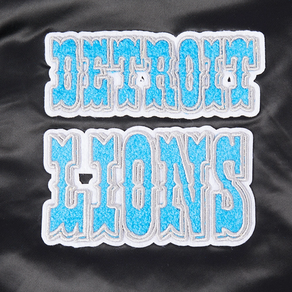 NFL DETROIT LIONS RETRO CLASSIC WOMEN'S RIB SATIN JACKET (EGGSHELL/ BLACK)
