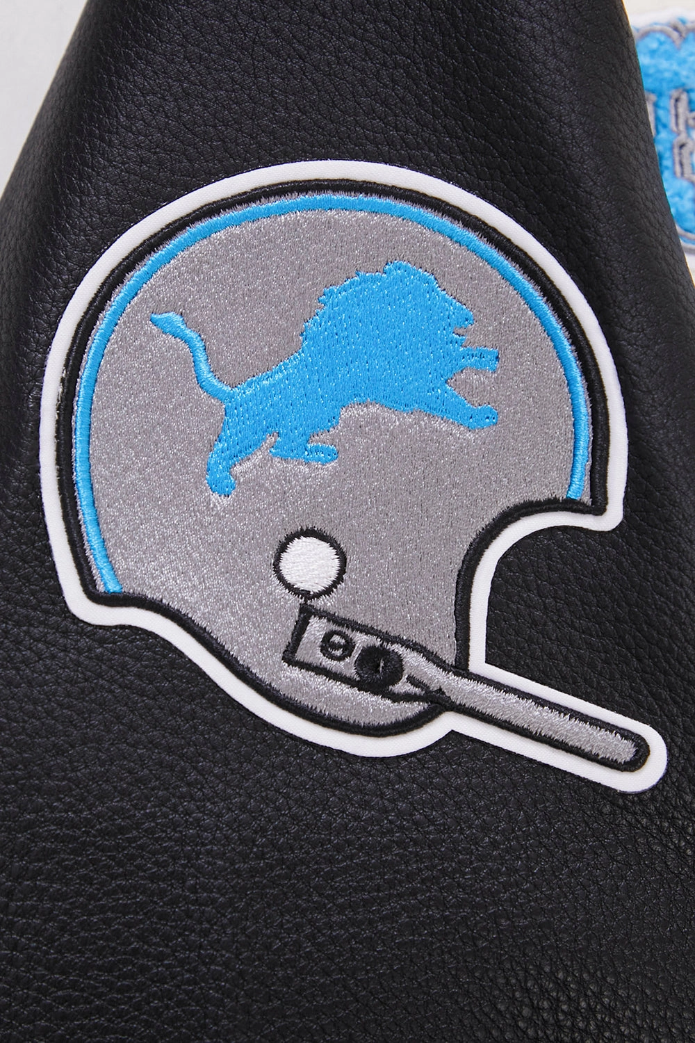 NFL DETROIT LIONS RETRO CLASSIC WOMEN'S RIB WOOL VARSITY JACKET (EGGSHELL/ BLACK)