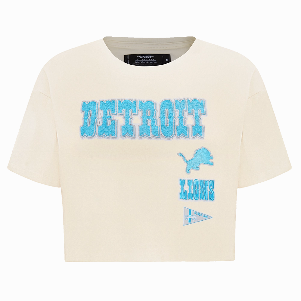 NFL DETROIT LIONS RETRO CLASSIC WOMEN'S SINGLE JERSEY BOXY TEE (EGGSHELL)