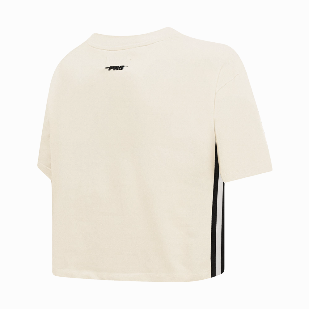 NFL DETROIT LIONS RETRO CLASSIC WOMEN'S SINGLE JERSEY BOXY TEE (EGGSHELL)