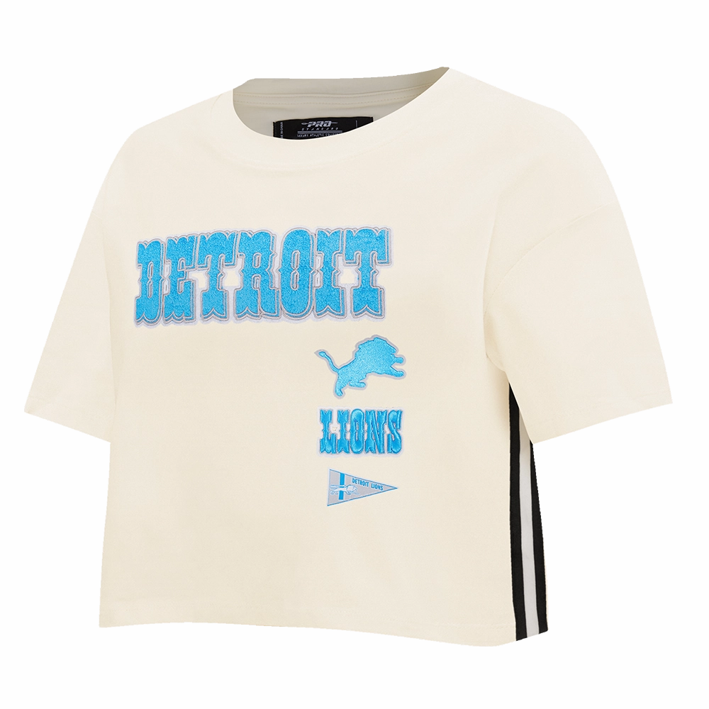 NFL DETROIT LIONS RETRO CLASSIC WOMEN'S SINGLE JERSEY BOXY TEE (EGGSHELL)
