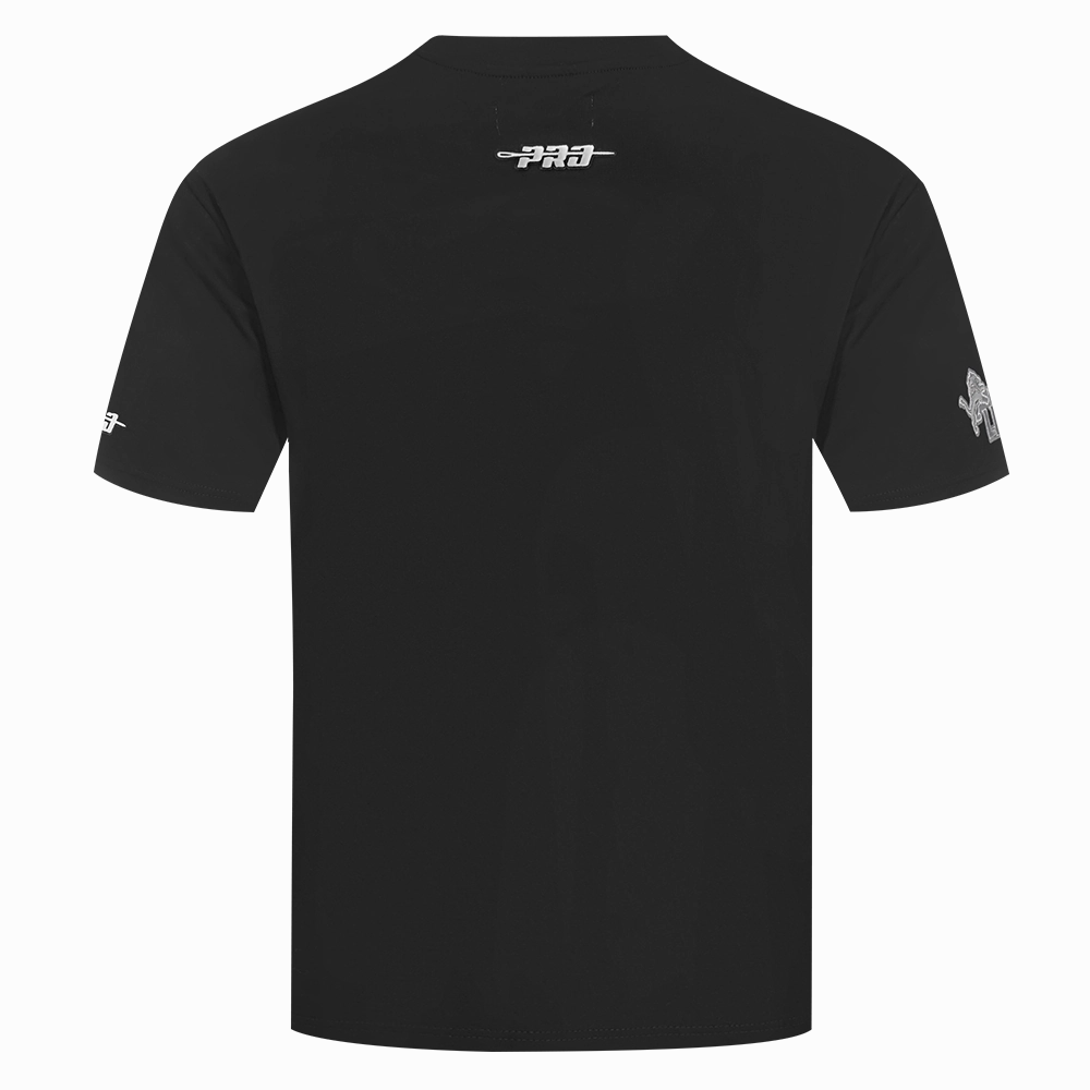 NFL DETROIT LIONS REVERSE FRENCH TERRY MEN'S COTTON JERSEY DROP SHOULDER TEE (BLACK)