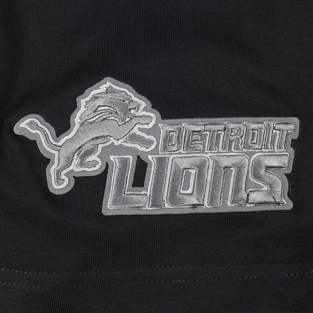NFL DETROIT LIONS REVERSE FRENCH TERRY MEN'S COTTON JERSEY DROP SHOULDER TEE (BLACK)