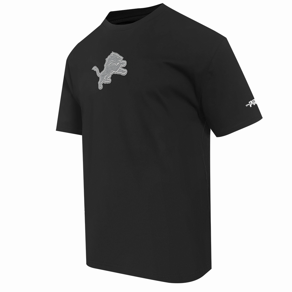 NFL DETROIT LIONS REVERSE FRENCH TERRY MEN'S COTTON JERSEY DROP SHOULDER TEE (BLACK)