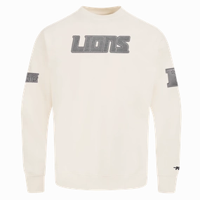 NFL DETROIT LIONS REVERSE FRENCH TERRY MEN'S DROP SHOULDER FLC CREWN (EGGSHELL)