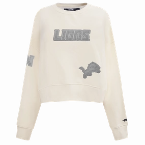 NFL DETROIT LIONS REVERSE FRENCH TERRY WOMEN'S FLEECE CREWNECK (EGGSHELL)