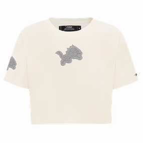 NFL DETROIT LIONS REVERSE FRENCH TERRY WOMEN'S SINGLE JERSEY BOXY TEE (EGGSHELL)