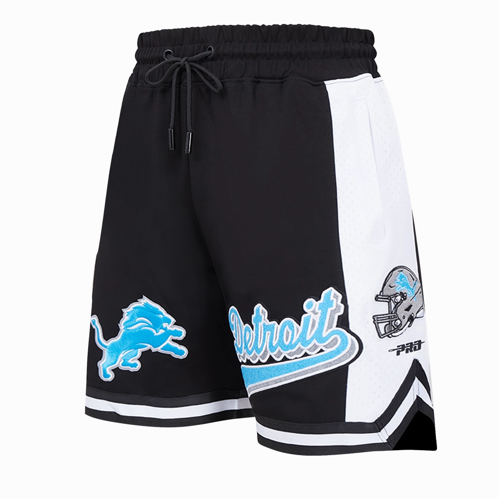 NFL DETROIT LIONS SCRIPT TAIL MEN'S DOUBLE KNIT 2.0 SHORT (BLACK)
