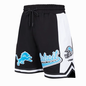 NFL DETROIT LIONS SCRIPT TAIL MEN'S DOUBLE KNIT 2.0 SHORT (BLACK)