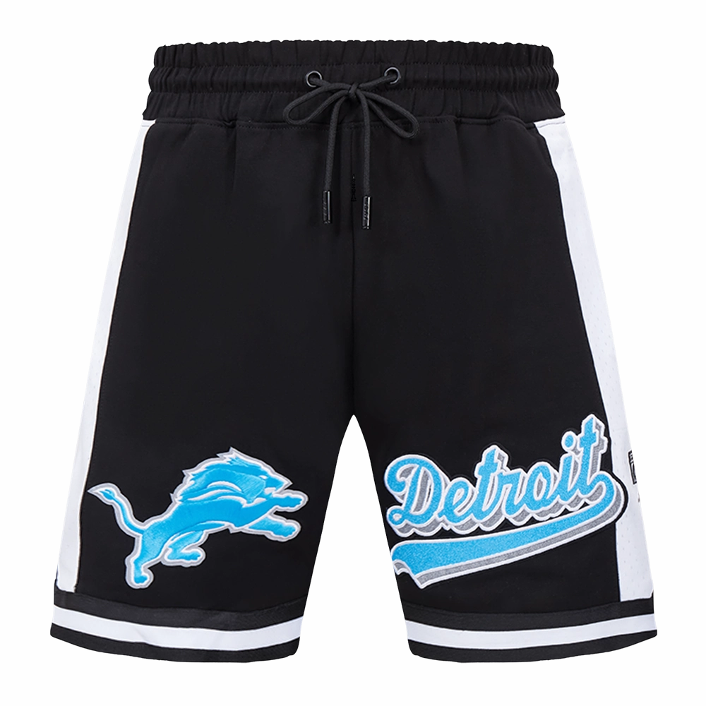 NFL DETROIT LIONS SCRIPT TAIL MEN'S DOUBLE KNIT 2.0 SHORT (BLACK)