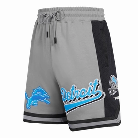 NFL DETROIT LIONS SCRIPT TAIL MEN'S DOUBLE KNIT 2.0 SHORT (GRAY/BLACK)