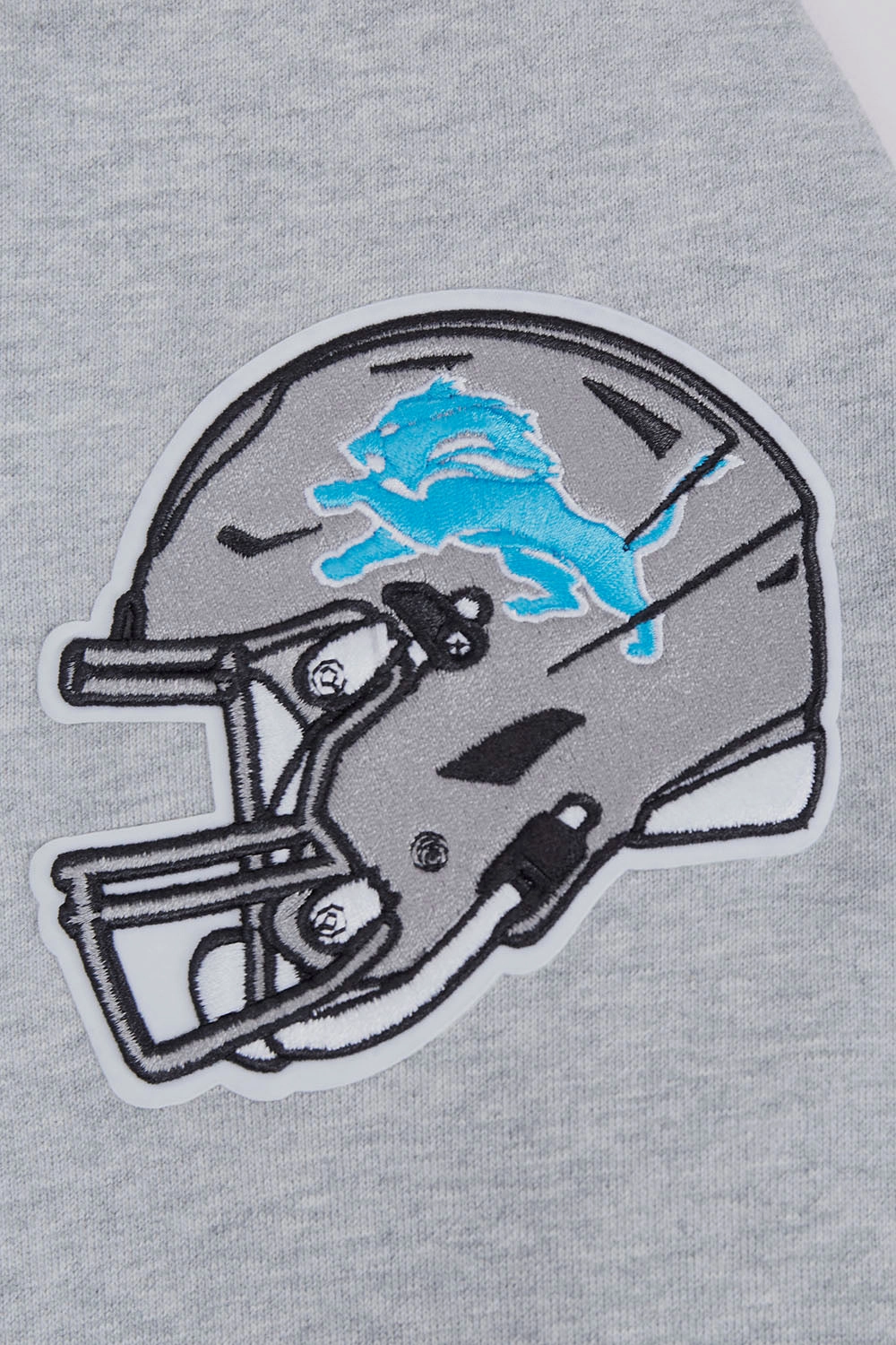 NFL DETROIT LIONS SCRIPT TAIL MEN'S RIB FLEECE PULLOVER HOODIE (HEATHER GRAY/BLACK)