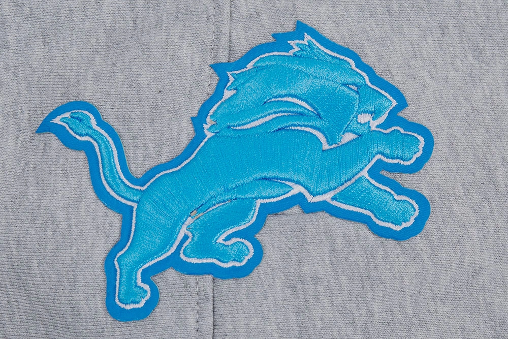 NFL DETROIT LIONS SCRIPT TAIL MEN'S RIB FLEECE PULLOVER HOODIE (HEATHER GRAY/BLACK)