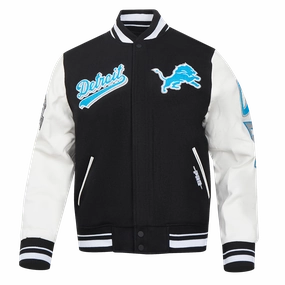 NFL DETROIT LIONS SCRIPT TAIL MEN'S RIB WOOL VARSITY (BLACK/WHITE)