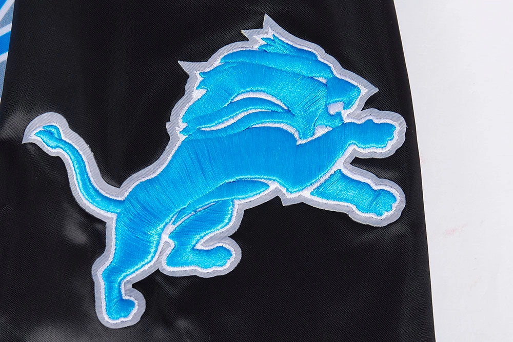 NFL DETROIT LIONS SCRIPT TAIL MEN'S SATIN JACKET (BLACK)