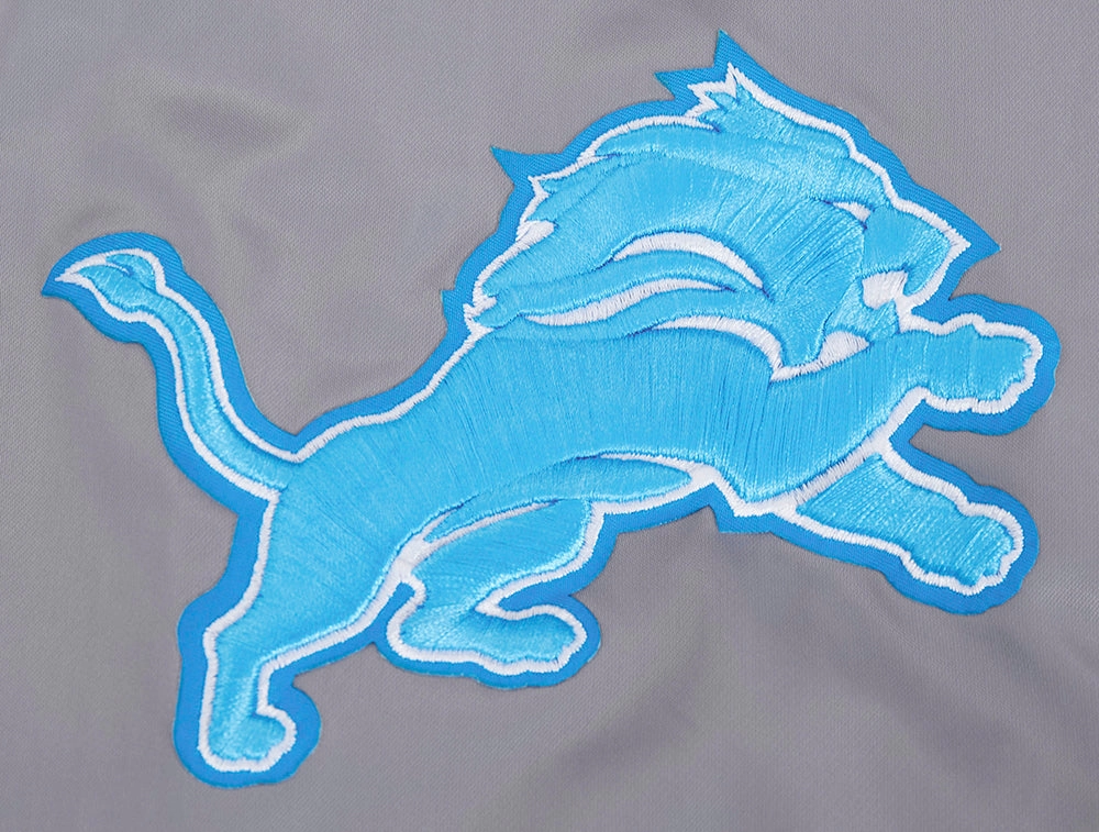 NFL DETROIT LIONS SCRIPT TAIL MEN'S SATIN JACKET (GRAY)