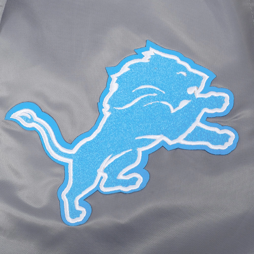NFL DETROIT LIONS SOUVENIR MEN'S SATIN JACKET (GRAY)