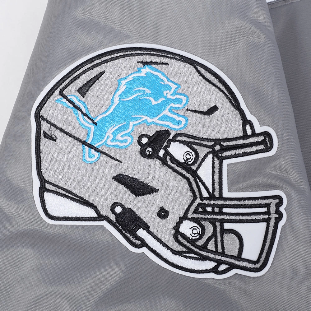 NFL DETROIT LIONS SOUVENIR MEN'S SATIN JACKET (GRAY)