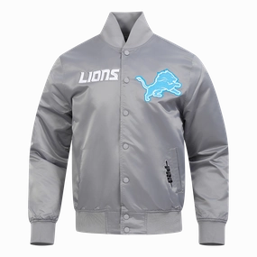 NFL DETROIT LIONS SOUVENIR MEN'S SATIN JACKET (GRAY)