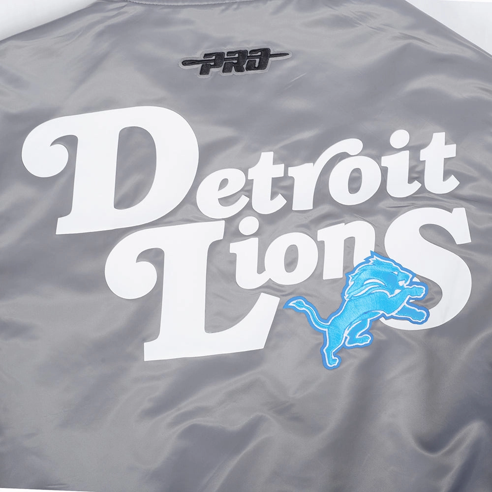 NFL DETROIT LIONS SOUVENIR MEN'S SATIN JACKET (GRAY)