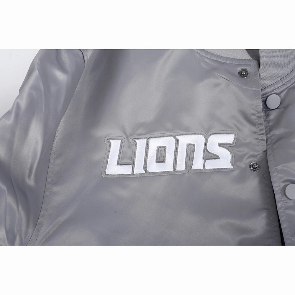 NFL DETROIT LIONS SOUVENIR MEN'S SATIN JACKET (GRAY)