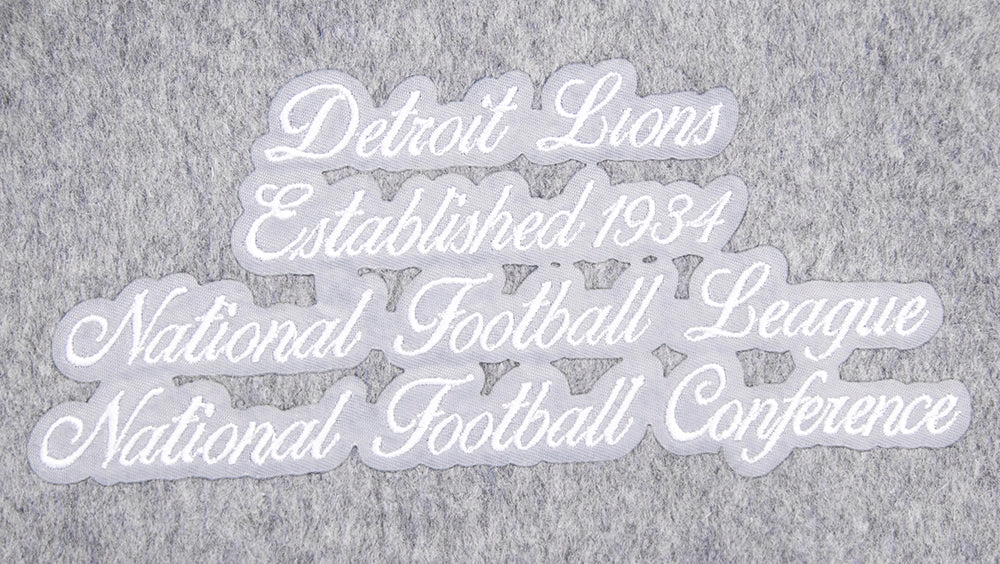 NFL DETROIT LIONS TEAM PENNANTS MEN'S RIB WOOL VARSITY JACKET (HEATHER GREY/WHITE/BLACK)
