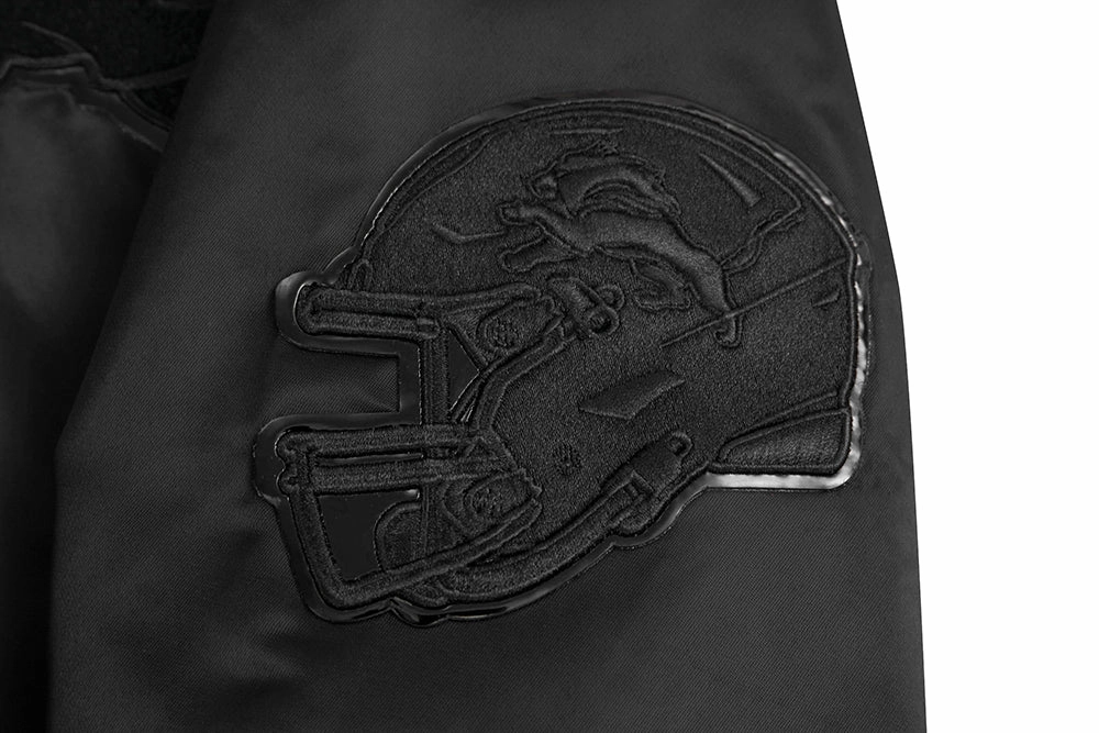 NFL DETROIT LIONS TRIPLE BLACK MEN'S SATIN JACKET (TRIPLE BLACK)