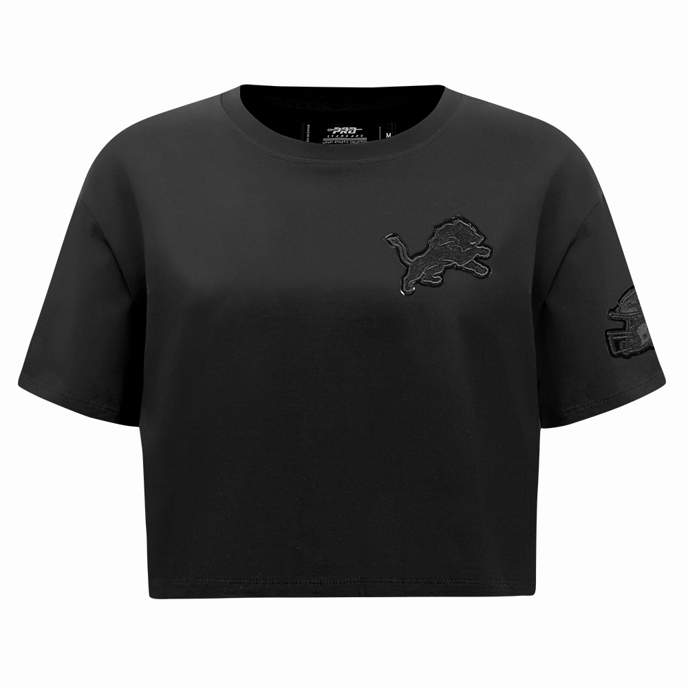 NFL DETROIT LIONS TRIPLE BLACK WOMEN'S SINGLE JERSEY BOXY TEE (TRIPLE BLACK)