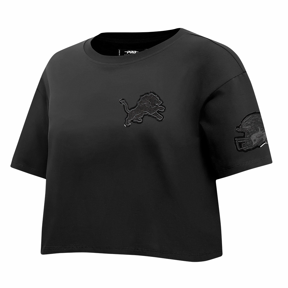 NFL DETROIT LIONS TRIPLE BLACK WOMEN'S SINGLE JERSEY BOXY TEE (TRIPLE BLACK)