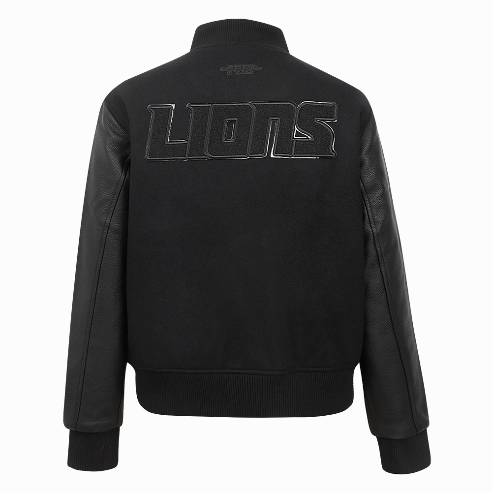 NFL DETROIT LIONS TRIPLE BLACK WOMEN'S WOOL VARSITY JACKET (TRIPLE BLACK WOMEN'S)