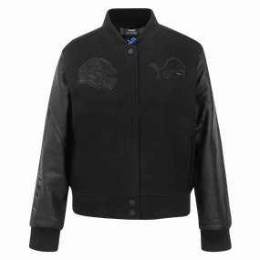 NFL DETROIT LIONS TRIPLE BLACK WOMEN'S WOOL VARSITY JACKET (TRIPLE BLACK WOMEN'S)