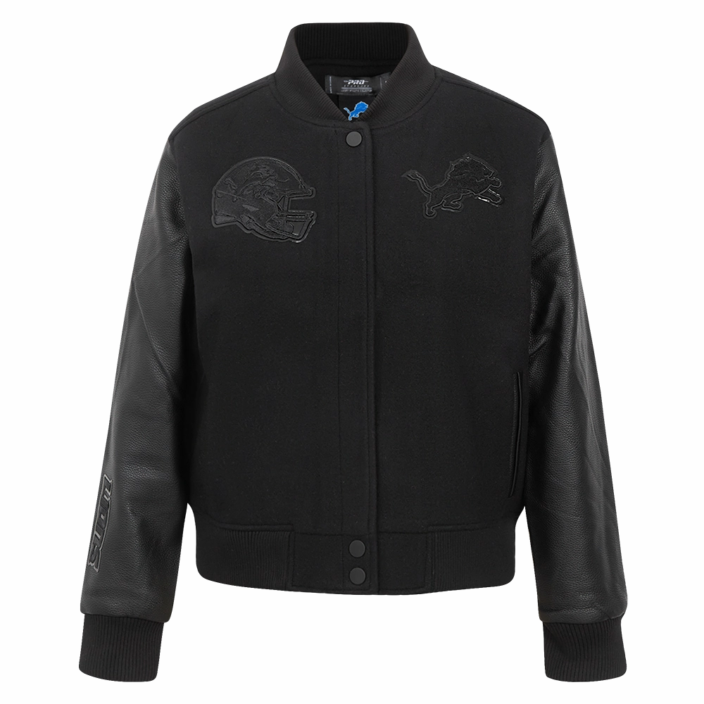 NFL DETROIT LIONS TRIPLE BLACK WOMEN'S WOOL VARSITY JACKET (TRIPLE BLACK WOMEN'S)