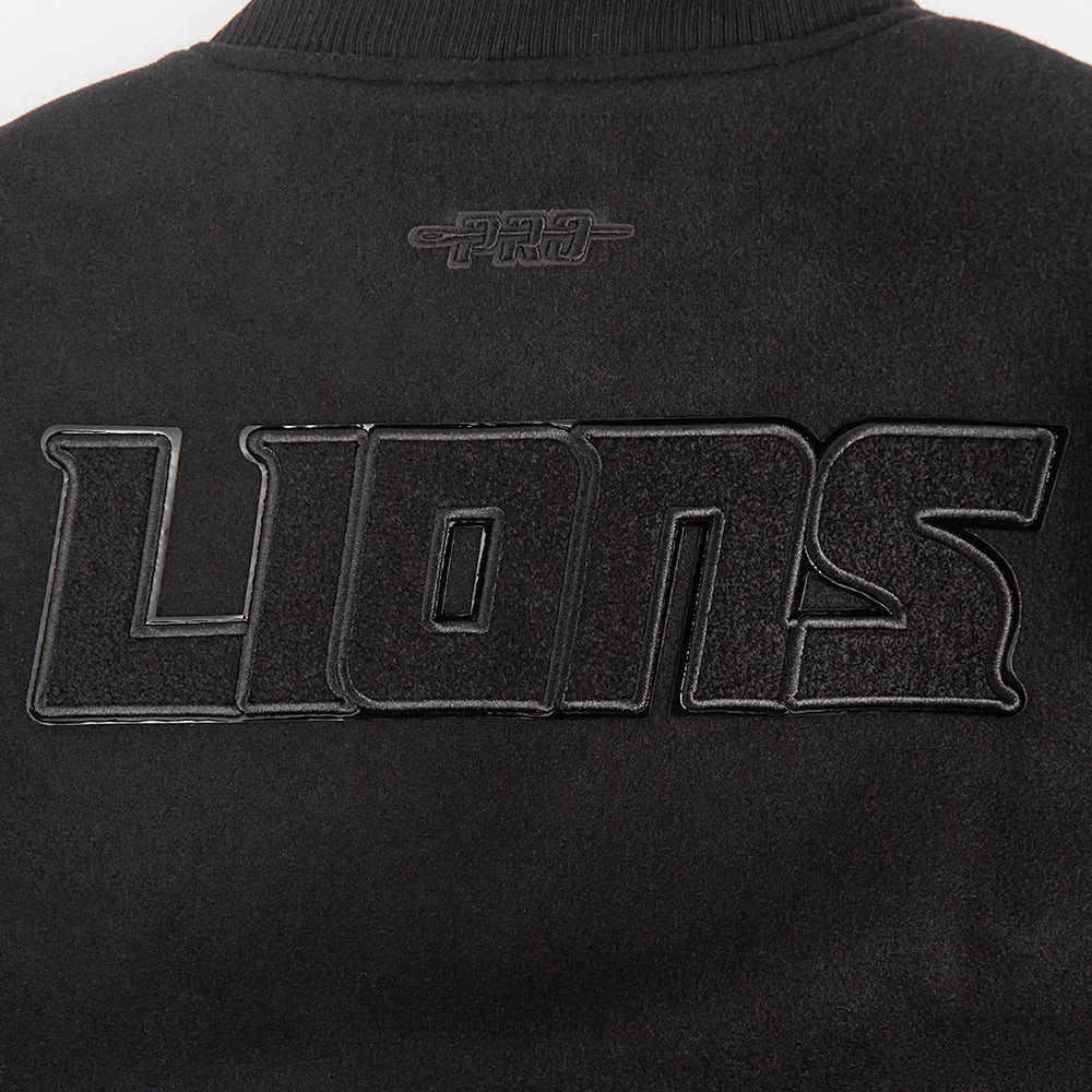 NFL DETROIT LIONS TRIPLE BLACK WOMEN'S WOOL VARSITY JACKET (TRIPLE BLACK WOMEN'S)