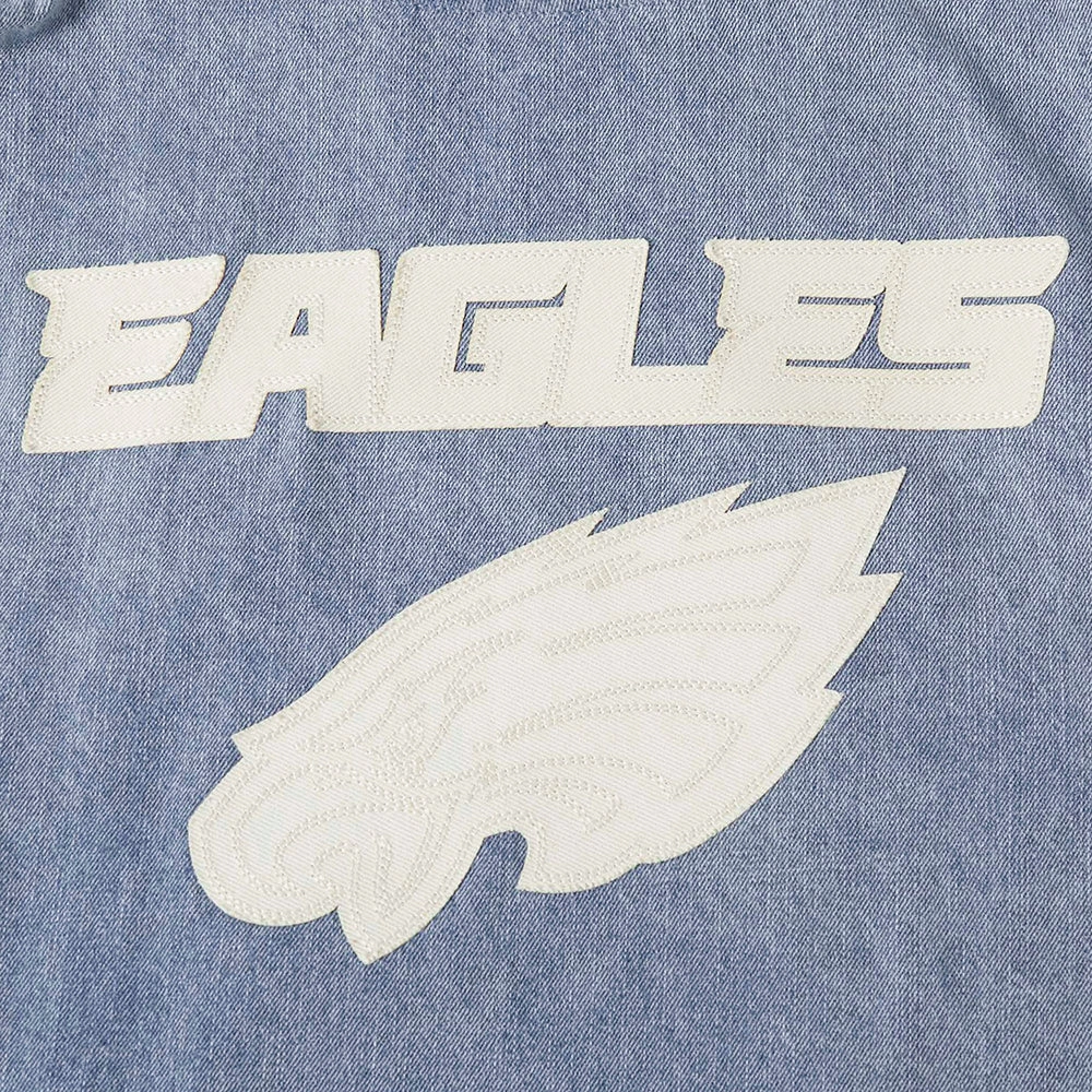 NFL DETROIT LIONS VARSITY BLUES MEN'S DENIM VARSITY JACKET (DENIM/LINEN)