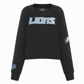 NFL DETROIT LIONS VARSITY BLUES WOMEN'S CREWNECK (BLACK)