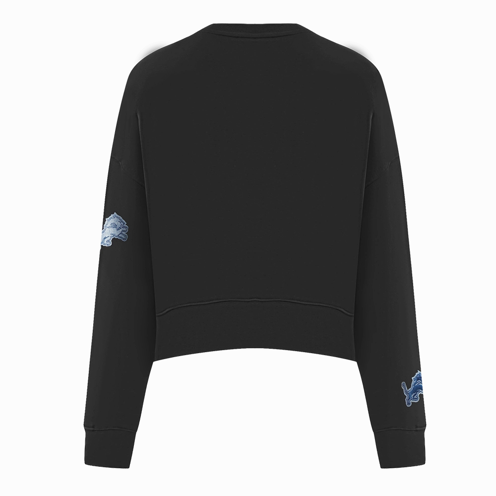 NFL DETROIT LIONS VARSITY BLUES WOMEN'S CREWNECK (BLACK)