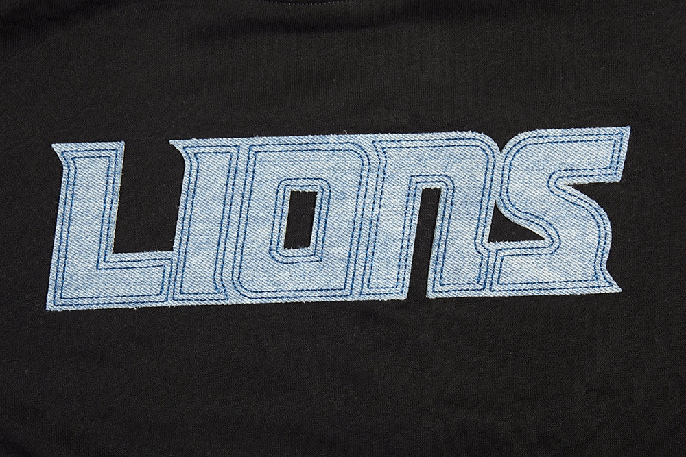 NFL DETROIT LIONS VARSITY BLUES WOMEN'S CREWNECK (BLACK)