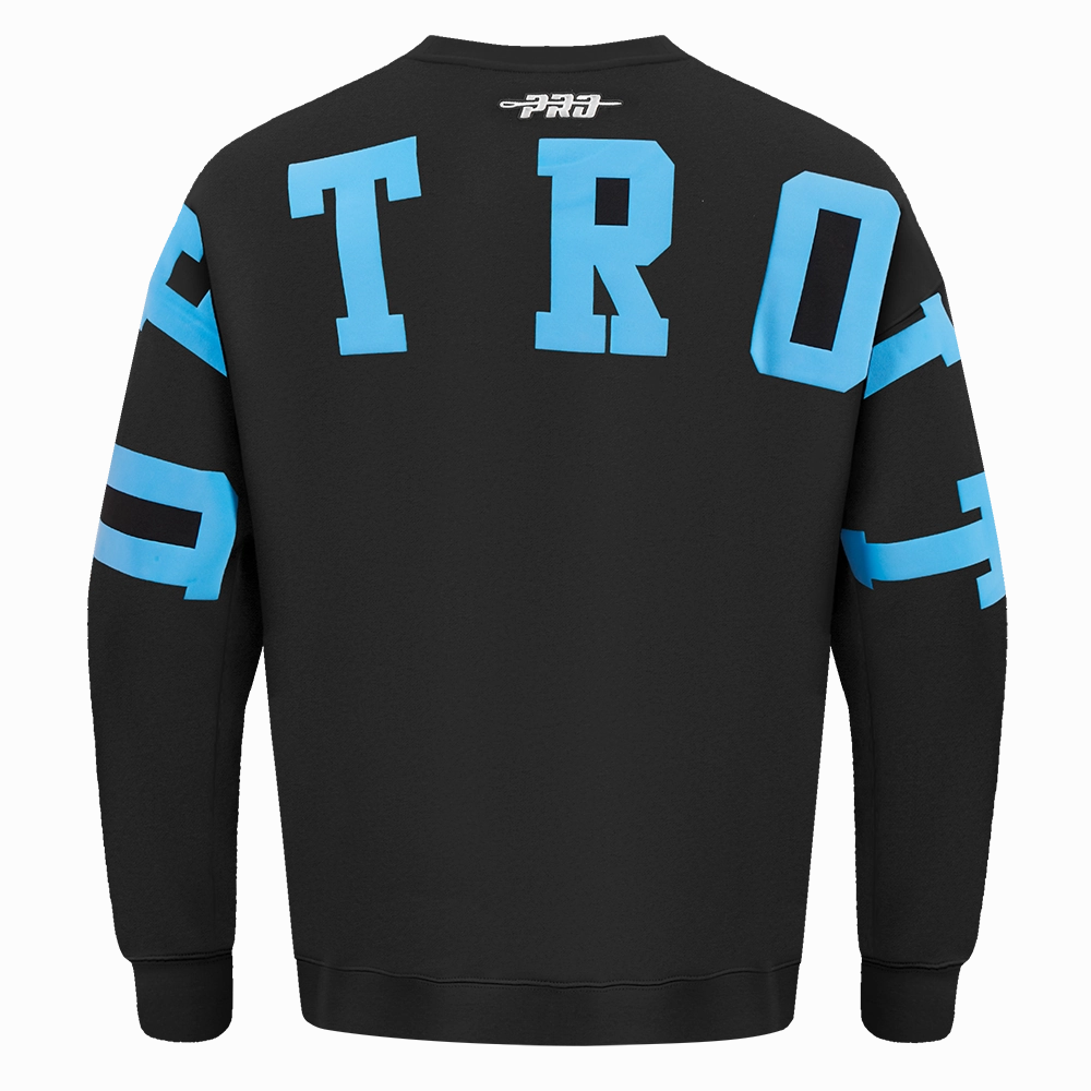 NFL DETROIT LIONS WINGSPAN MEN'S DROP SHOULDER FLEECE CREWNECK (BLACK)