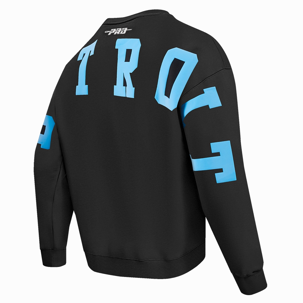 NFL DETROIT LIONS WINGSPAN MEN'S DROP SHOULDER FLEECE CREWNECK (BLACK)