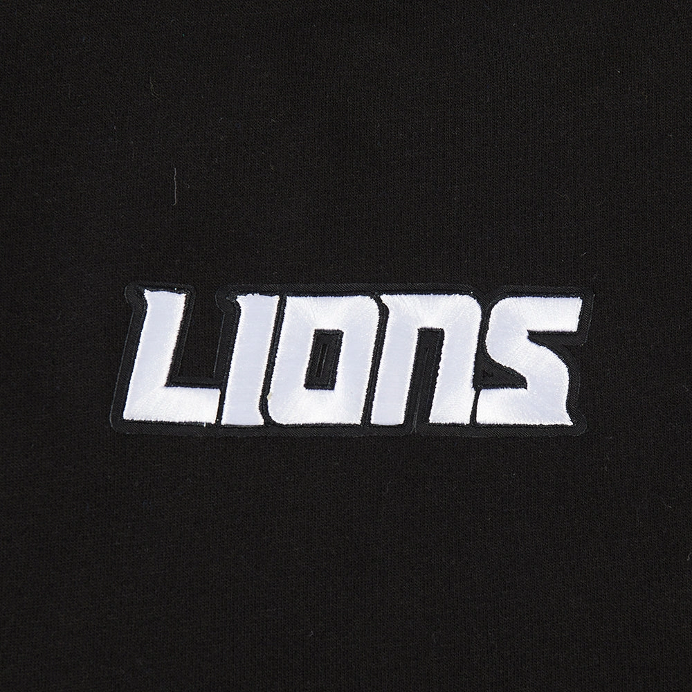 NFL DETROIT LIONS WINGSPAN MEN'S DROP SHOULDER FLEECE CREWNECK (BLACK)