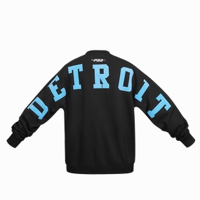 NFL DETROIT LIONS WINGSPAN MEN'S DROP SHOULDER FLEECE CREWNECK (BLACK)