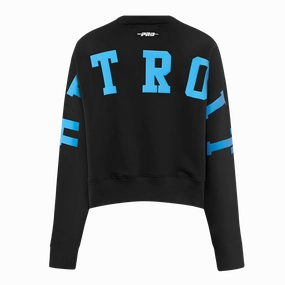 NFL DETROIT LIONS WINGSPAN WOMEN'S FLC CREWNECK (BLACK)