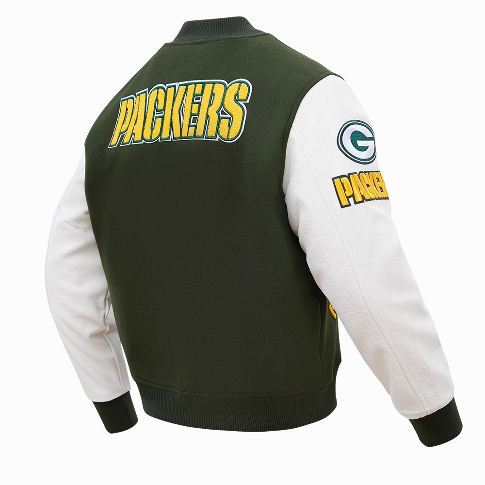 NFL GREEN BAY PACKERS CLASSIC MEN'S VARSITY JACKET (GRAY/WHITE)