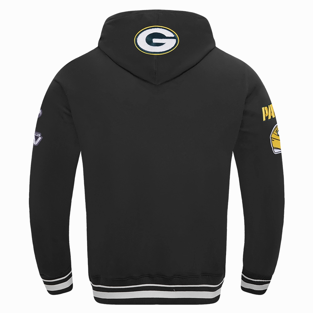 NFL GREEN BAY PACKERS MASHUP MEN'S RIB PULLOVER HOODIE (BLACK)