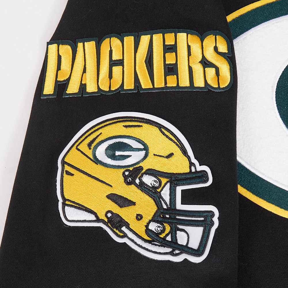 NFL GREEN BAY PACKERS MASHUP MEN'S RIB PULLOVER HOODIE (BLACK)