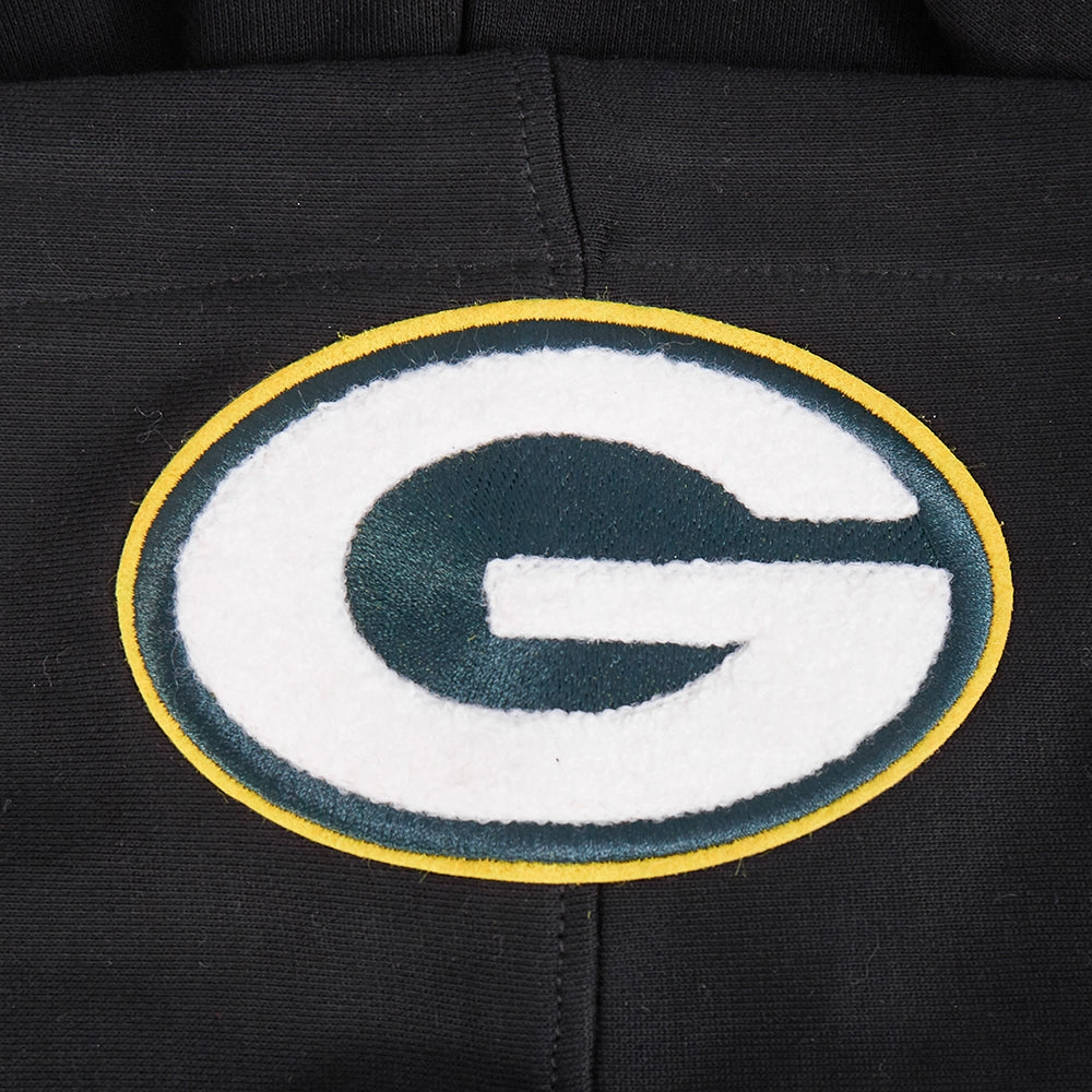 NFL GREEN BAY PACKERS MASHUP MEN'S RIB PULLOVER HOODIE (BLACK)