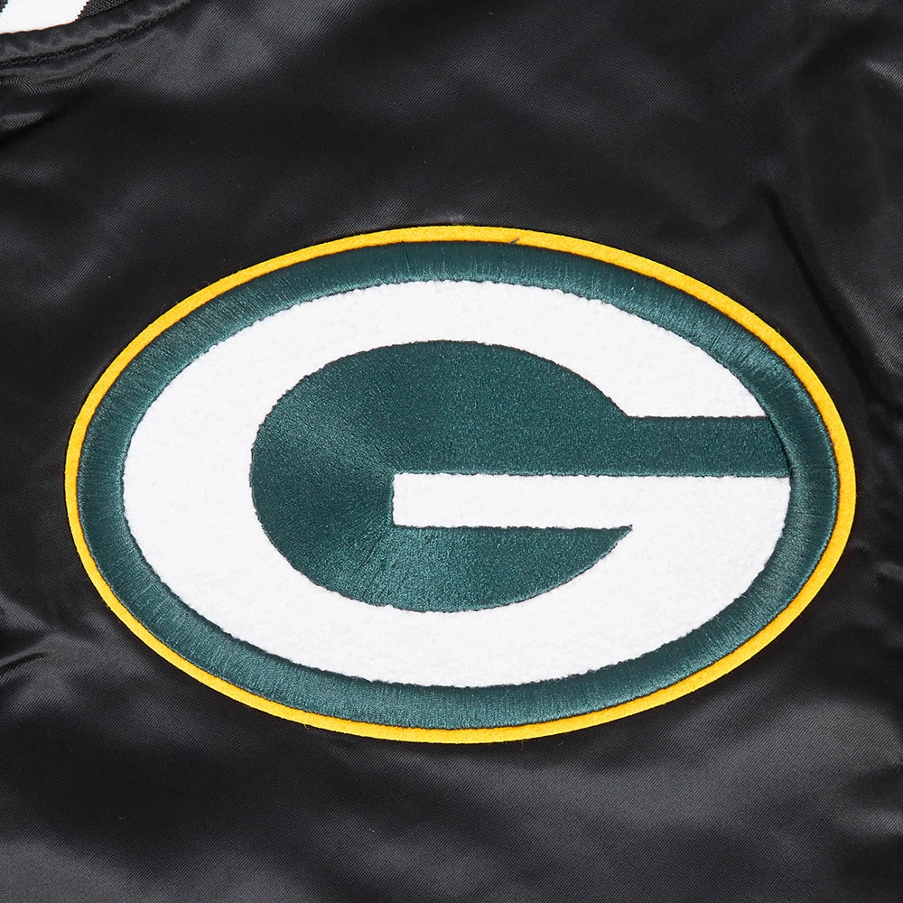 NFL GREEN BAY PACKERS MASHUP MEN'S RIB SATIN JACKET (BLACK)